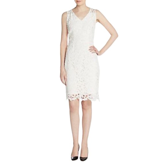 T TAHARI | Kimber Lace Overlay Shift Dress - Picture 1 of 8